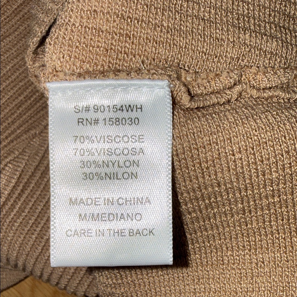 Love Tree Tan Ribbed Cross-Back Crop Bandage Top Medium Viscose - Picture 3 of 4